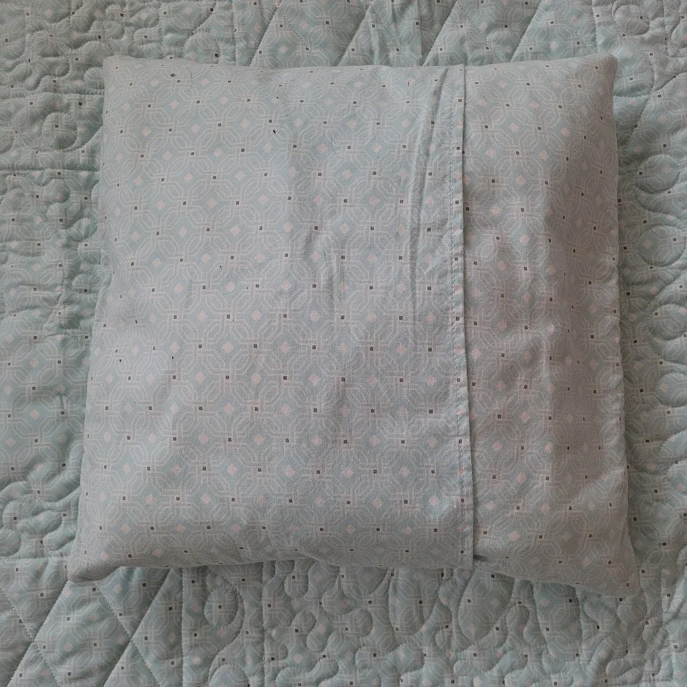 Handmade Baby Quilt Pillow Blue Gray White Elephant Giraffe Applique Nursery Art
